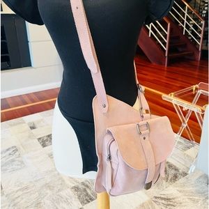Free People Pink Suede Leather Convertible  Sling Bag